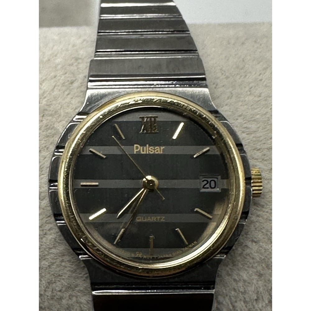 Pulsar V247-0070 New Battery Rare Ladies Watch 24MM 6.75" Gunmetal Black P60